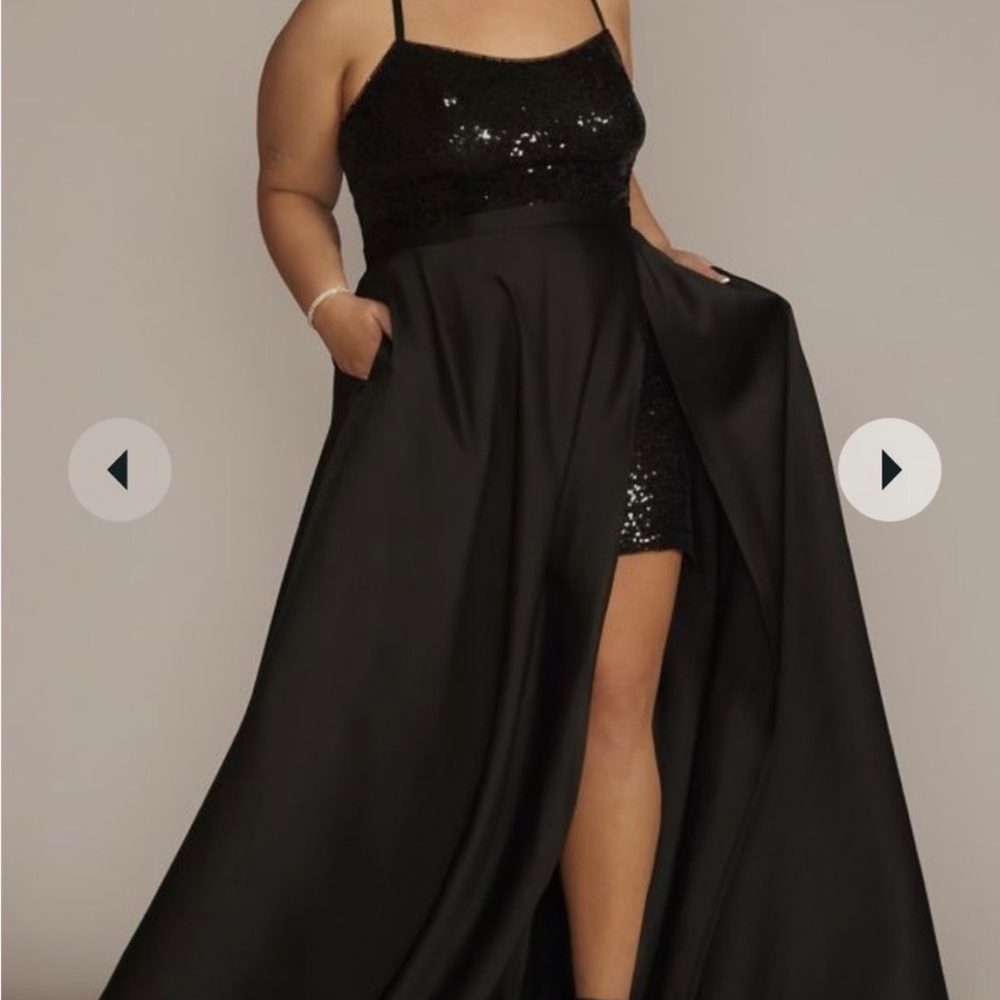 Black sequin prom dress with detachable skirt - NWT